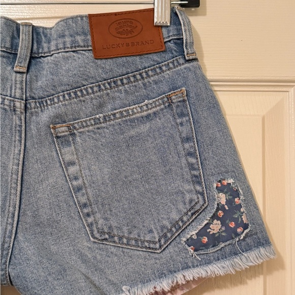 Lucky Brand Blue Jean Shorts with Floral Patches - Picture 6 of 11